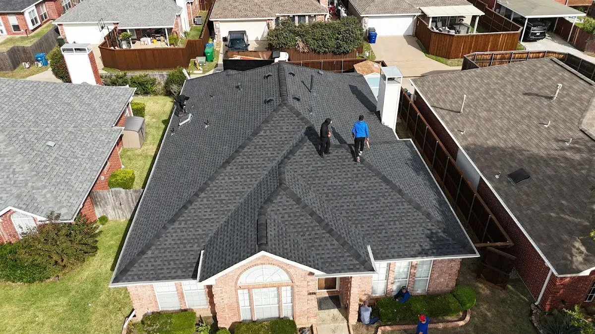 Slate & Tile Roof Repair work in progress on a Weslaco property